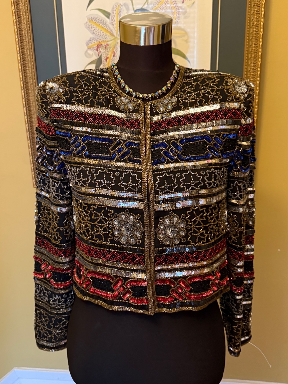 Embellished Black Sequin Cropped Jacket
